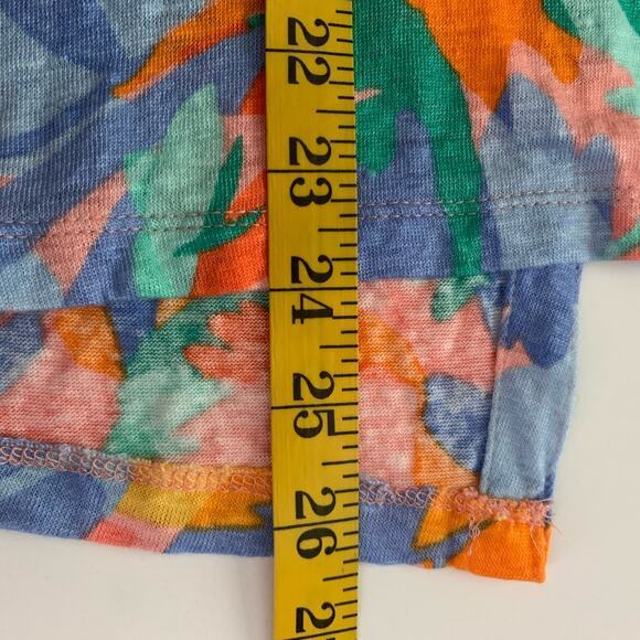 JOIE‎ Multi-Color Tropical Print Linen Cap Sleeve Back Button Down Top Size Med - Picture 11 of 11